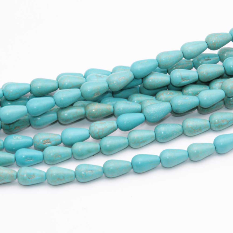 Turchese gocce 10x6 mm liscia filo 40 cm (10x6tu-pp) - pietreeminuterie.com