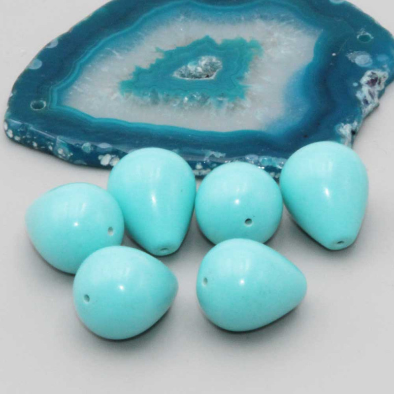 Turchese gocce lisce  17x14 mm conf. 4 pz (tu-11129) - pietreeminuterie.com
