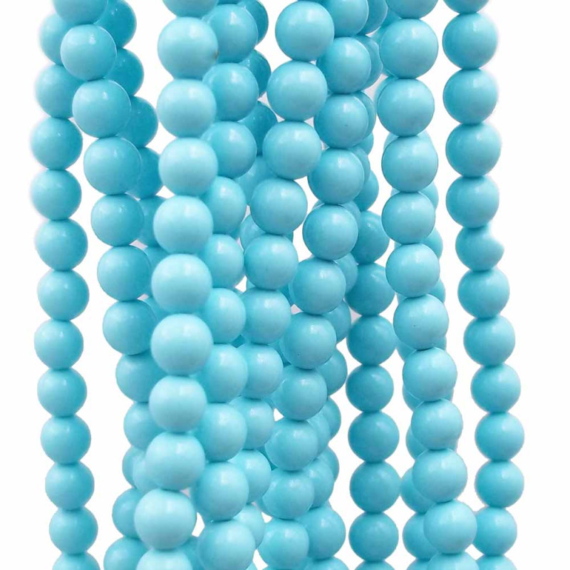 Turchese tonde liscio lucido 2 mm lisce filo 40 cm (2mmth1) - pietreeminuterie.com