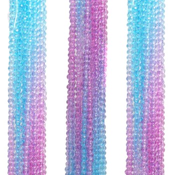 Zirconi colorati azzurri rosa tondi 2 mm sfac. filo 37 cm Zirconi colorati azzurri rosa tondi 2 mm sfac. filo 37 cm