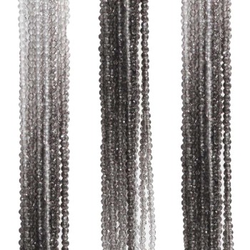 Zirconi colorati neri e grigi tondi 2 mm sfac. filo 37 cm Zirconi colorati neri e grigi tondi 2 mm sfac. filo 37 cm