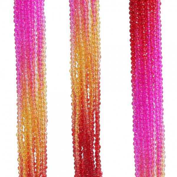 Zirconi | Zirconi colorati gialli rossi rosa tondi 2 mm sfac. filo 37 cm - zirc9pp1