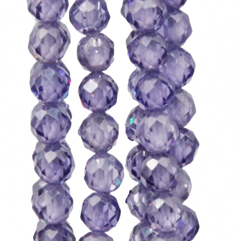 Zirconi tondi sfac. 4 mm ametista grado A++ filo 40 cm (zirc-010) - pietreeminuterie.com