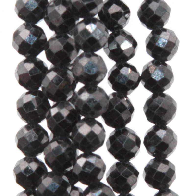 Zirconi tondi sfac. 4 mm neri grado A++ filo 40 cm (zirc-023) - pietreeminuterie.com