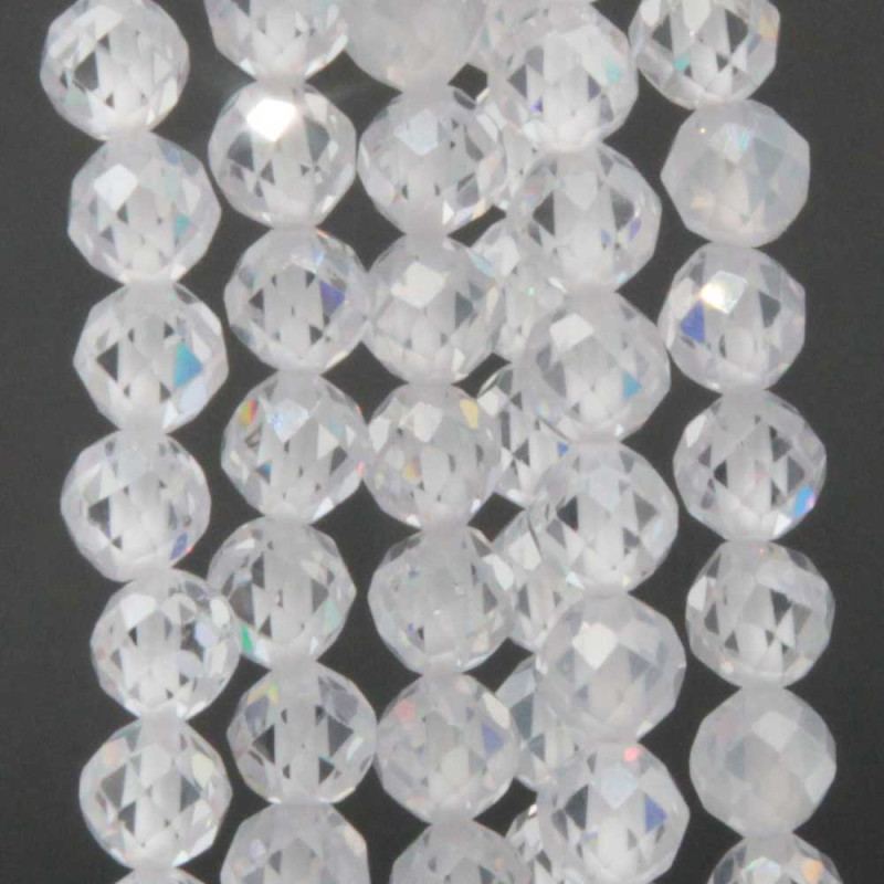 Zirconi tondi sfac. 4 mm trasparenti grado A++ filo 40 cm (zirc-044) - pietreeminuterie.com