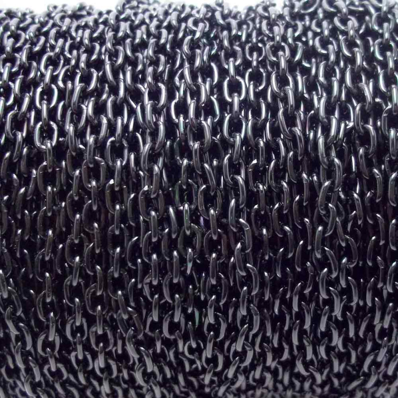 CATENA IN ALLUMINIO OVALE NERA 1 METRO (ca11256) - pietreeminuterie.com