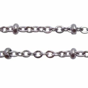 Catena acciaio a palline 1.7 mm maglia ovale 1.7x1.4 mm 1 mt