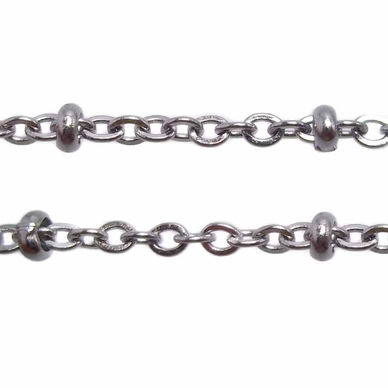 Catena acciaio a palline 1.7 mm maglia ovale 1.7x1.4 mm 1 mt (fc123a) - pietreeminuterie.com