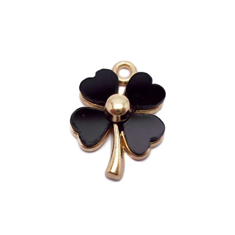 Charms quadrifoglio nero 19X14 mm 10 pz (qf02/2) - pietreeminuterie.com