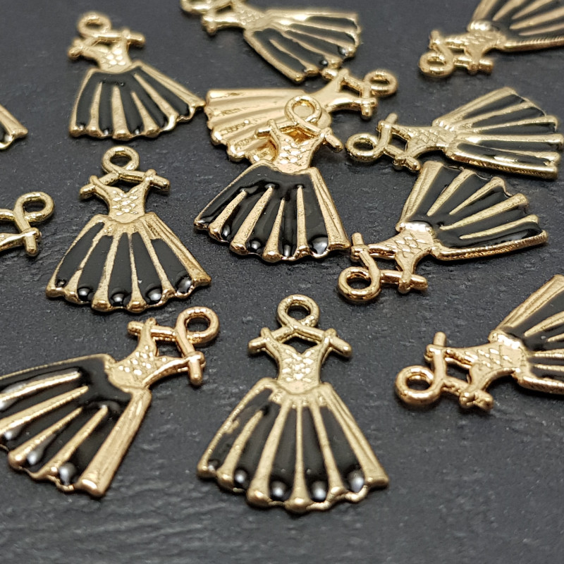 Charms vestitino nero  20x14 mm nero pacco 10 pz (Vz0002) - pietreeminuterie.com