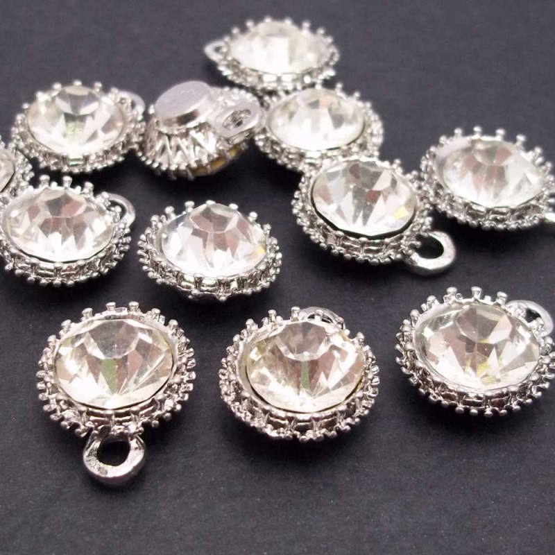 Ciondolo strass 14 mm argento pacco 10 pezzi (stra71) - pietreeminuterie.com