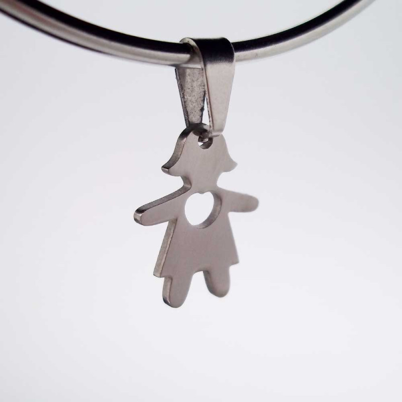 Charms acciaio Bimba con cuore 17 mm 2 pz (Cz112) - pietreeminuterie.com