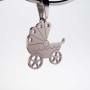 Charms acciaio carrozzina intagliata 18 mm 2 pz