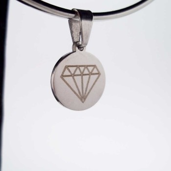 Charms acciaio tondo con diamante 15 mm tondo 1 pezzo