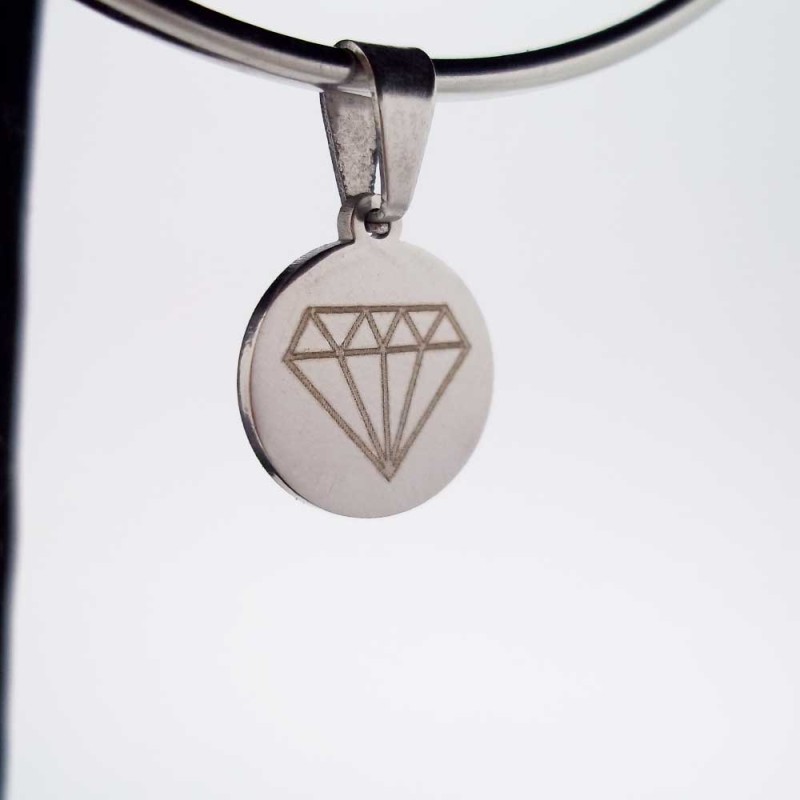 10 pezzi Charms acciaio tondo con diamante 15 mm (dia110) - pietreeminuterie.com