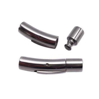 Chiusura a scatto in acciaio inox 28X6 mm con foro da 4 mm