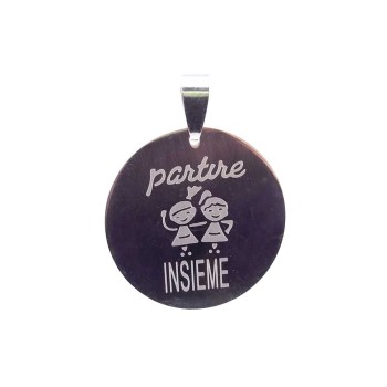 Ciondolo acciaio scritta Partire insieme 30 mm 5 pz