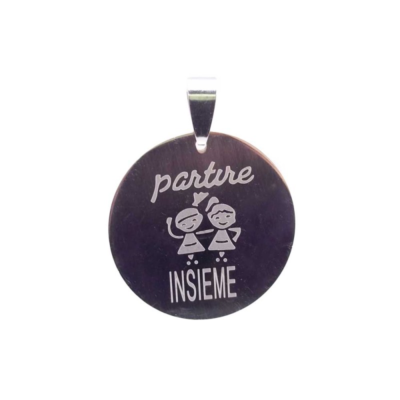 Ciondolo acciaio scritta Partire insieme 30 mm 5 pz (Cio10010/!) - pietreeminuterie.com