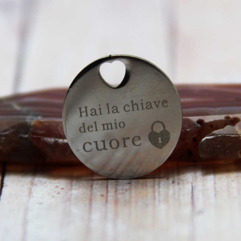 Ciondolo hai la chiave del mio cuore 20 mm pacco 5 pz (cio0202) - pietreeminuterie.com