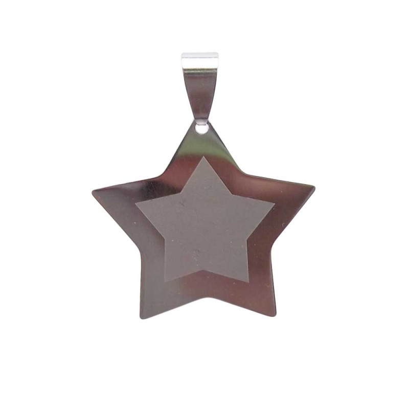 CIONDOLO ACCIAIO STELLA 30 MM 1 PEZZO (Cio10070) - pietreeminuterie.com