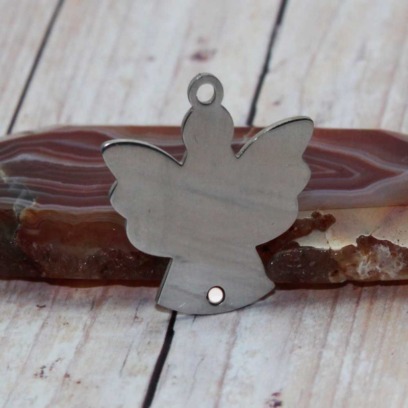 CIONDOLO IN ACCIAIO ANGELO 25X23 MM PACCO 1 PZ (cio0207) - pietreeminuterie.com