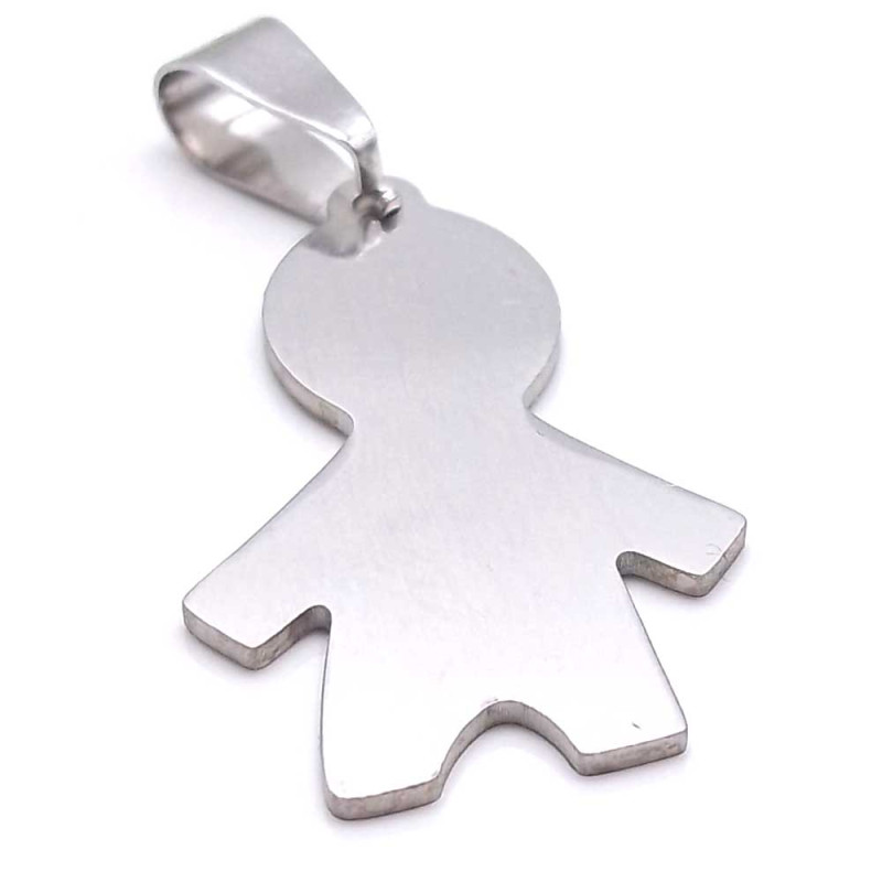 CIONDOLO IN ACCIAIO BIMBO 29x18 MM 1 PEZZO (Cio1090) - pietreeminuterie.com