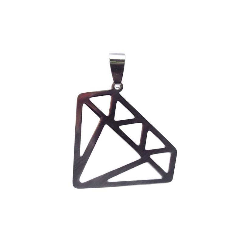 CIONDOLO IN ACCIAIO DIAMANTE 38x30 MM 1 PZ (Cio10060) - pietreeminuterie.com