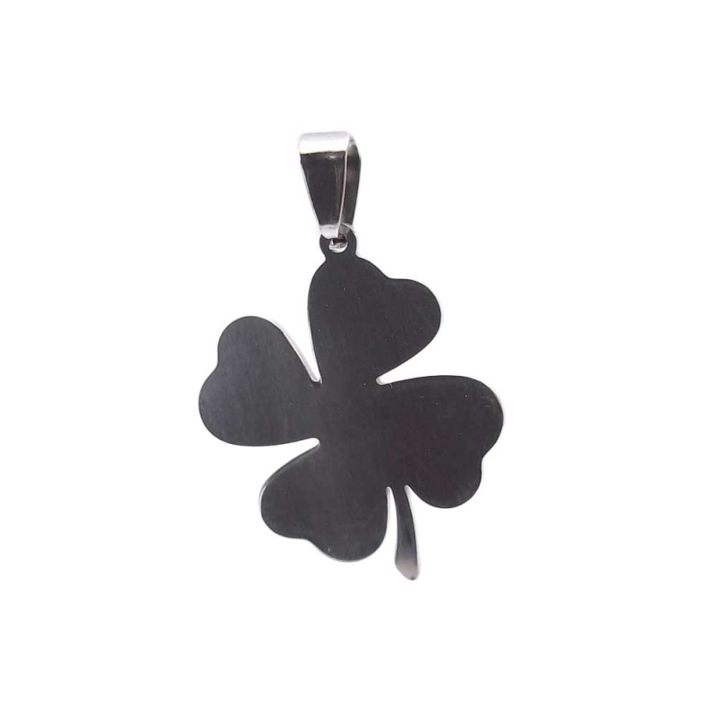 CIONDOLO IN ACCIAIO QUADRIFOGLIO 28 MM 1 PEZZO (Cio10101) - pietreeminuterie.com