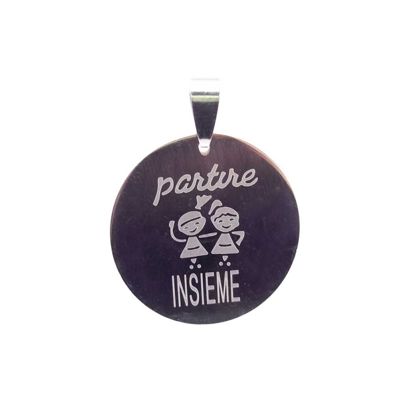 Ciondolo acciaio scritta Partire insieme 30 mm 5 pz (Cio10010/!) - pietreeminuterie.com