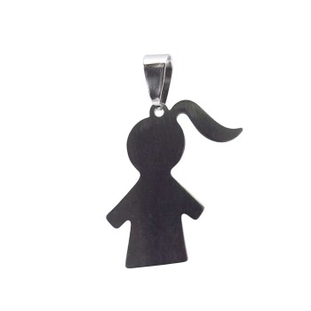 CIONDOLO IN ACCIAIO BIMBA 30x18 MM 1 PEZZO