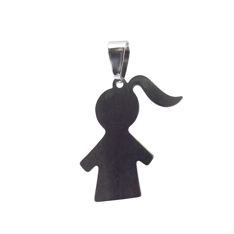 CIONDOLO IN ACCIAIO BIMBA 30x18 MM 1 PEZZO (Cio10091) - pietreeminuterie.com