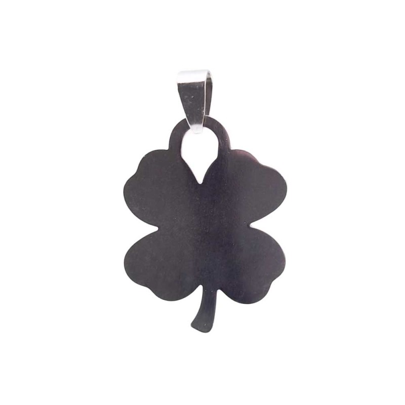 CIONDOLO IN ACCIAIO QUADRIFOGLIO 35x25 MM 1 PEZZO (Cio10002) - pietreeminuterie.com