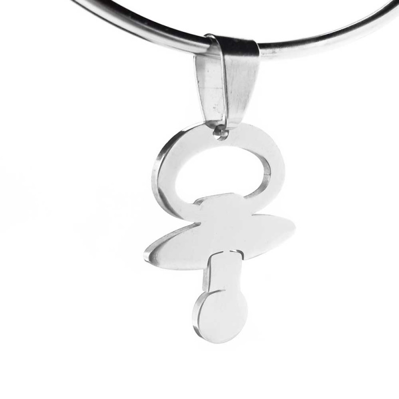 Ciondolo acciaio ciuccio 24 mm pacco 1 pezzo (ciu556) - pietreeminuterie.com