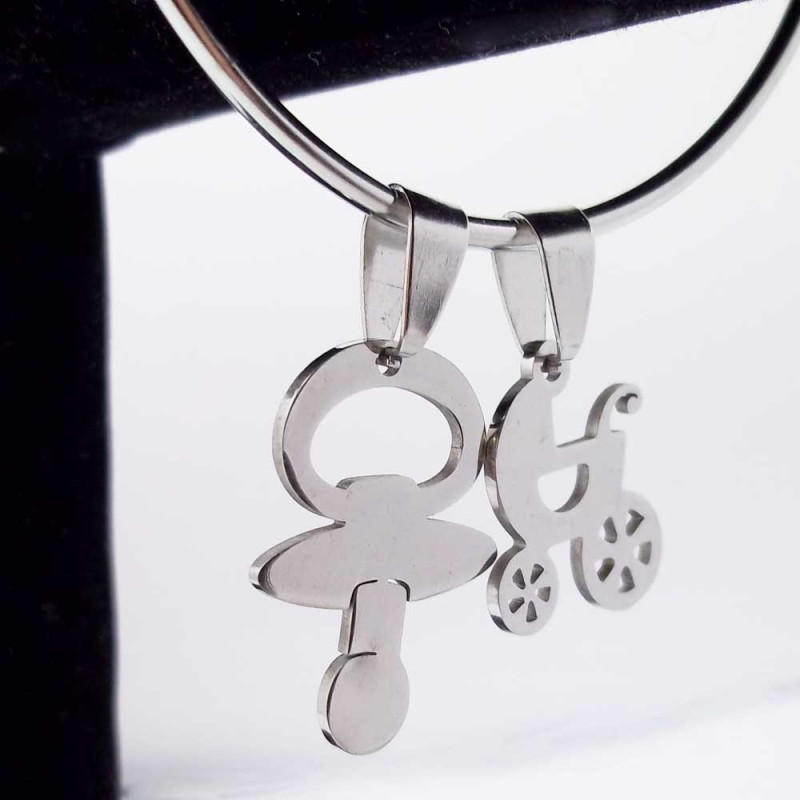 Ciondolo acciaio ciuccio 24 mm pacco 1 pezzo (ciu556) - pietreeminuterie.com