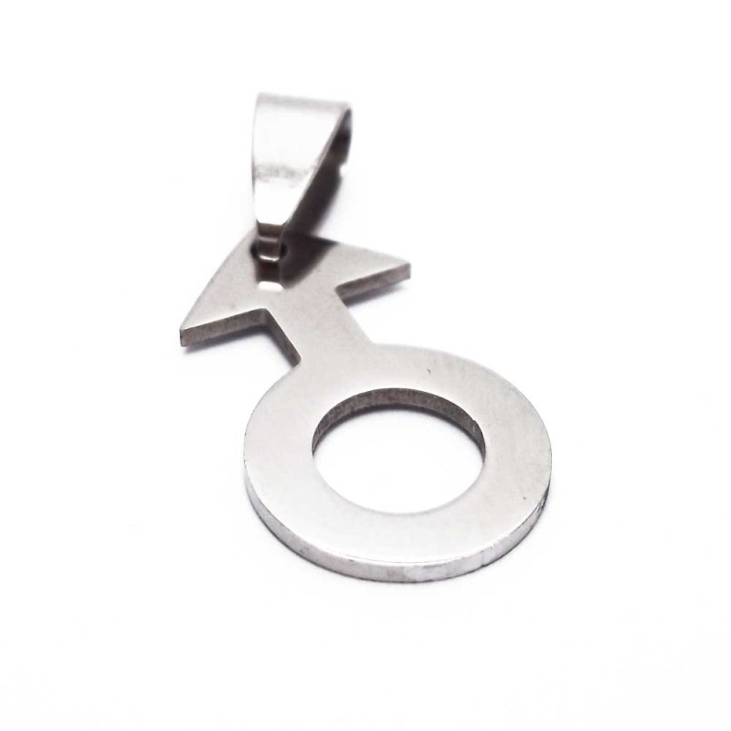 Ciondolo acciaio Simbolo maschio 25 mm 1 pezzo (Pp09) - pietreeminuterie.com