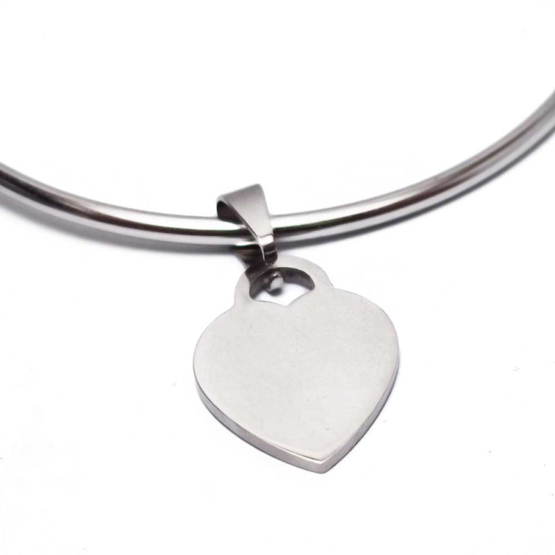 Ciondolo cuore acciaio 25 mm pacco da 1 pezzo (cnc00) - pietreeminuterie.com