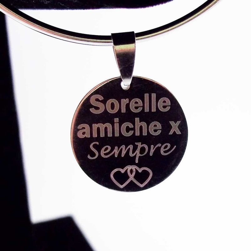 Ciondolo acciaio sorelle amiche per sempre 5 pz (tem897) - pietreeminuterie.com