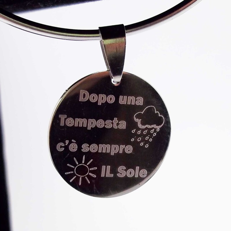 Ciondolo acciaio dopo una tempesta c è sempre il sole 5 pz (tem89) - pietreeminuterie.com