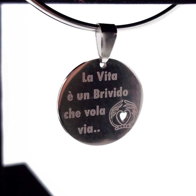 Ciondolo acciaio la vita è un brivido che vola via 5 pz (tem87) - pietreeminuterie.com