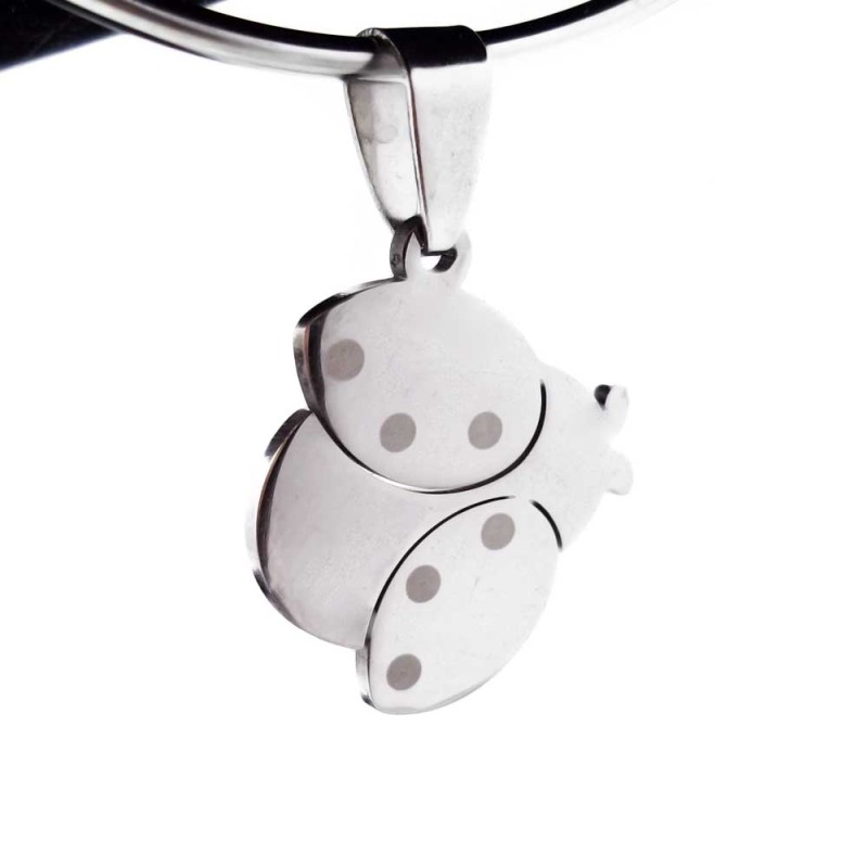 Ciondolo coccinella acciaio 21 mm pacco 1 pezzo (coc44) - pietreeminuterie.com