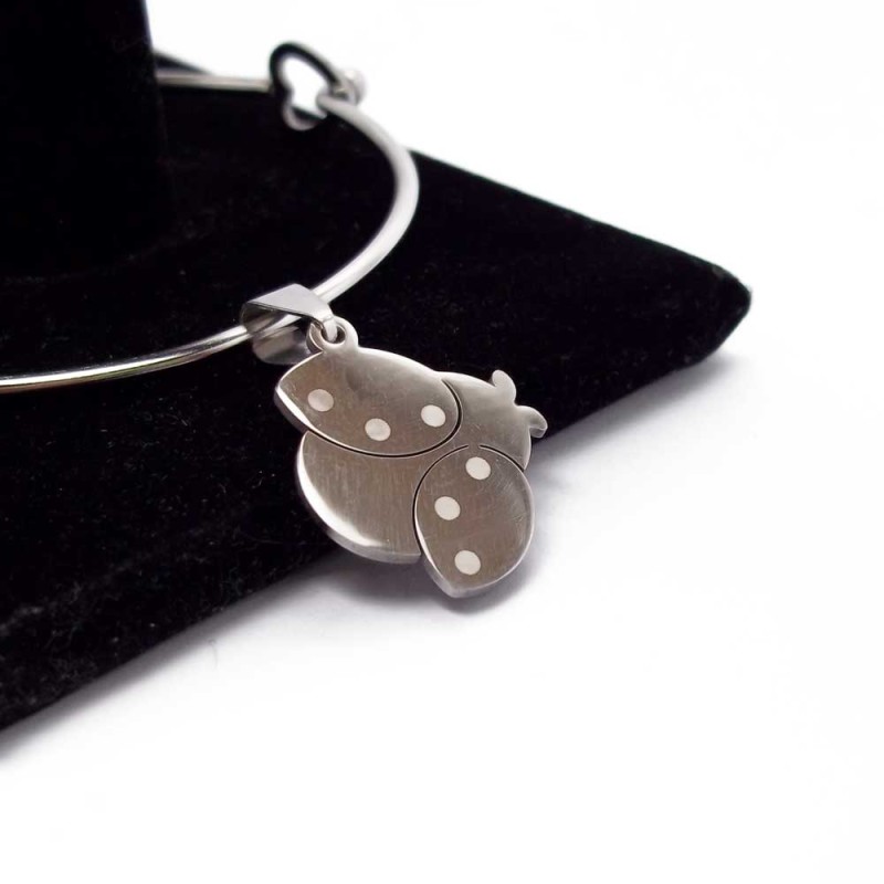 Ciondolo coccinella acciaio 21 mm pacco 1 pezzo (coc44) - pietreeminuterie.com