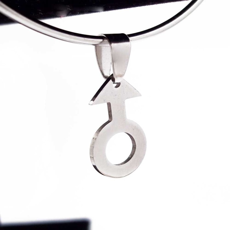 Ciondolo acciaio Simbolo maschio 25 mm 1 pezzo (Pp09) - pietreeminuterie.com