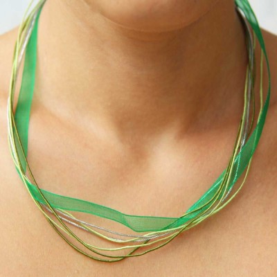 Collana multi filo verde da 50 cm pacco da 1 pezzo