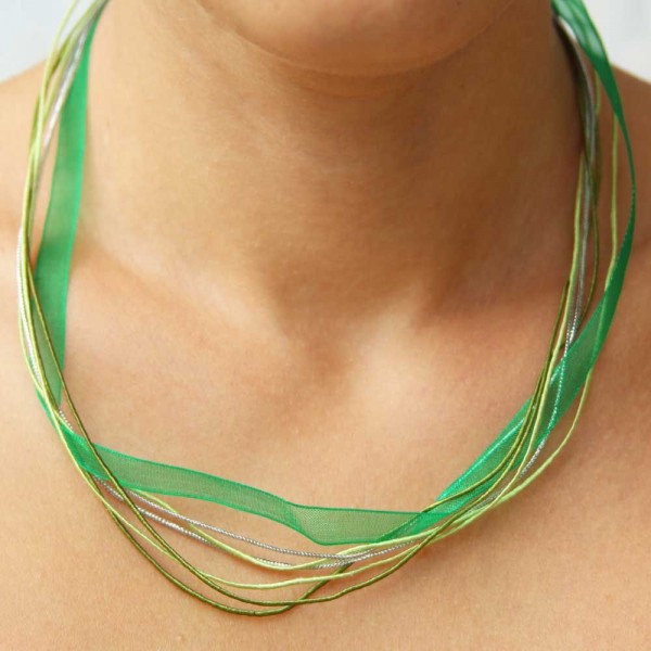 Collane Complete | Collana multi filo verde da 50 cm pacco da 1 pezzo - Tr045
