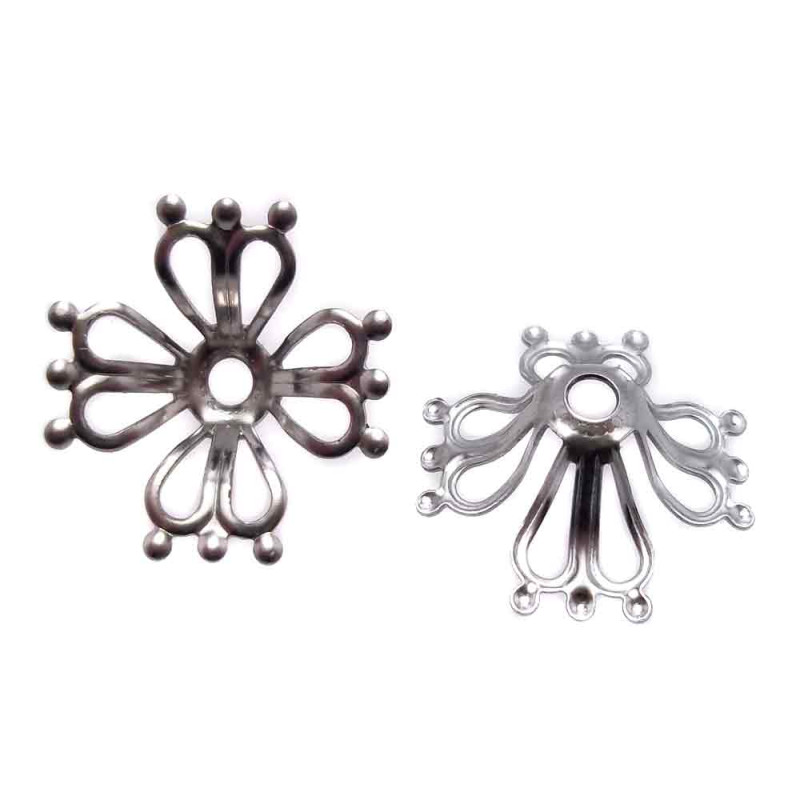 Coppette in acciaio 17 mm filigranata pacco 10 pezzi (Tr054) - pietreeminuterie.com