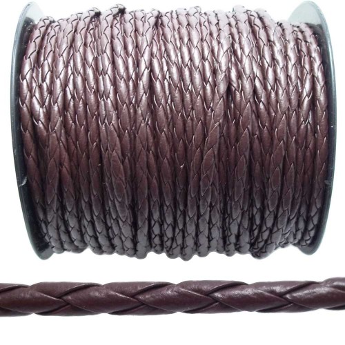 Pelle corda tondi 3 MM-MARRONE ANTICO cuoio lunghezza-selezionabile 