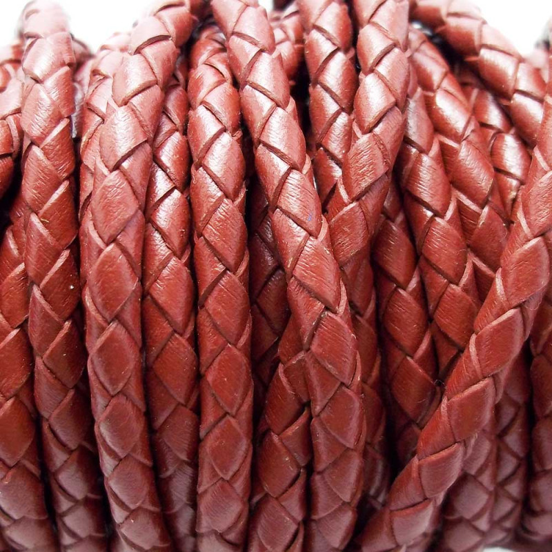 Cordino In pelle intrecciato marrone brunito 4 mm 50 cm (Cord8) - pietreeminuterie.com