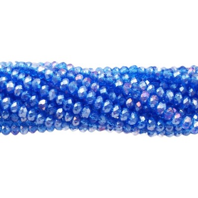 Cristalli rondella blu reale trasparente A/B 3x2 mm filo 40 cm