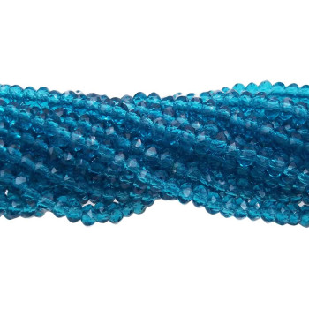 Cristalli rondella verde bottiglia 3x2 mm filo 39 cm