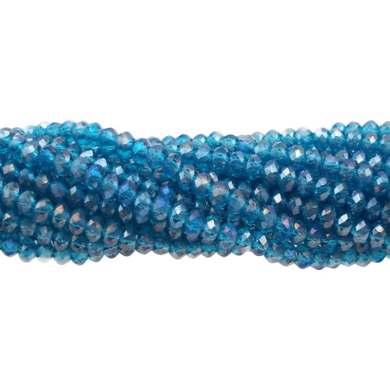 Cristalli rondella verde bottiglia A/B 3x2 mm filo 40 cm (w09i) - pietreeminuterie.com